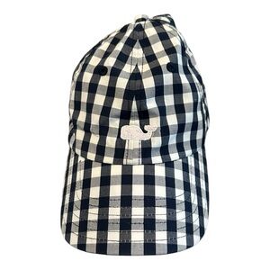 Vineyard vines Checkered navy blue and White Cap with Whale Logo